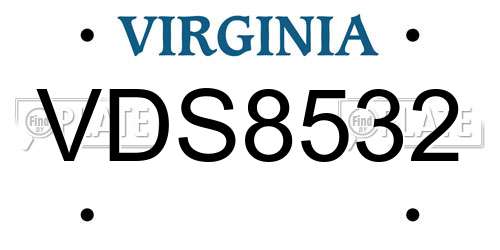 VDS8532 Virginia License Plate