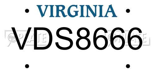 VDS8666 Virginia License Plate