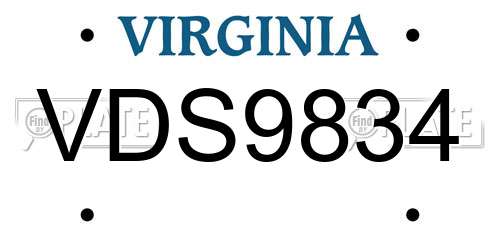 VDS9834 Virginia License Plate