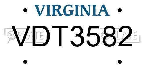 VDT3582 Virginia License Plate