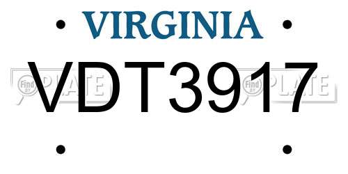 VDT3917 Virginia License Plate