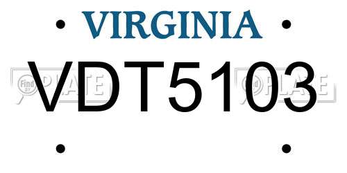VDT5103 Virginia License Plate