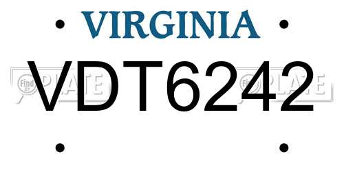 VDT6242 Virginia License Plate