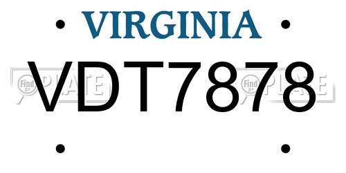 VDT7878 Virginia License Plate