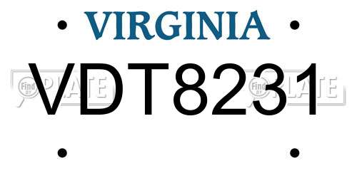 VDT8231 Virginia License Plate
