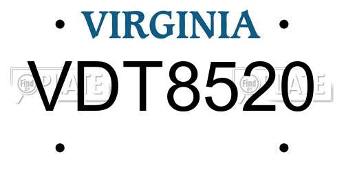 VDT8520 Virginia License Plate
