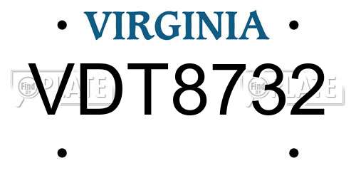 VDT8732 Virginia License Plate