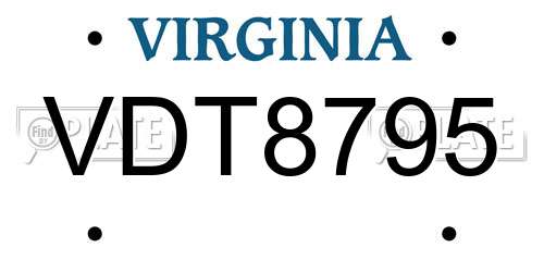 VDT8795 Virginia License Plate