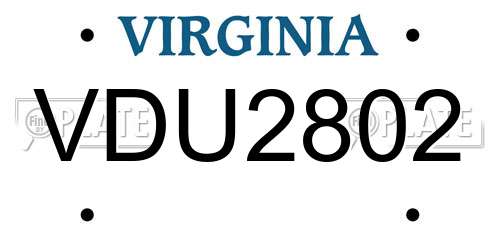 VDU2802 Virginia License Plate