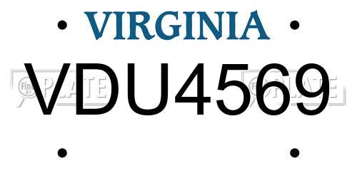 VDU4569 Virginia License Plate