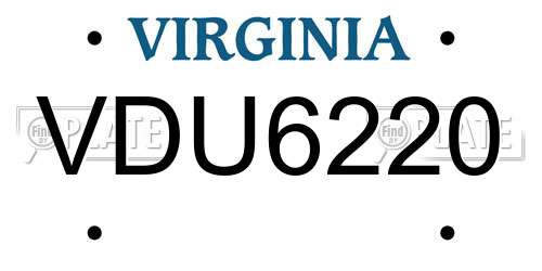 VDU6220 Virginia License Plate