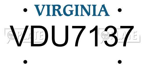 VDU7137 Virginia License Plate
