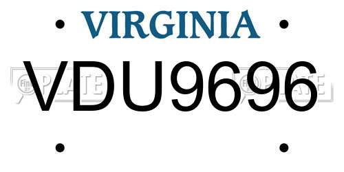 VDU9696 Virginia License Plate