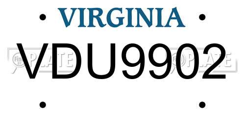 VDU9902 Virginia License Plate