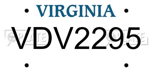 VDV2295 Virginia License Plate