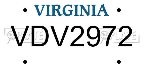 VDV2972 Virginia License Plate