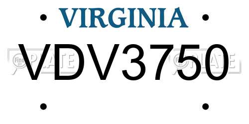 VDV3750 Virginia License Plate