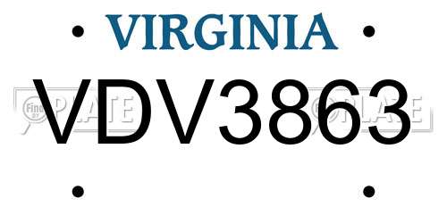 VDV3863 Virginia License Plate