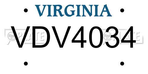 VDV4034 Virginia License Plate