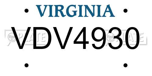 VDV4930 Virginia License Plate