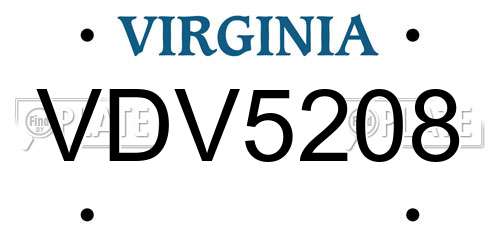VDV5208 Virginia License Plate
