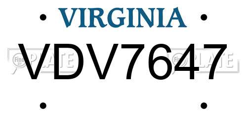 VDV7647 Virginia License Plate