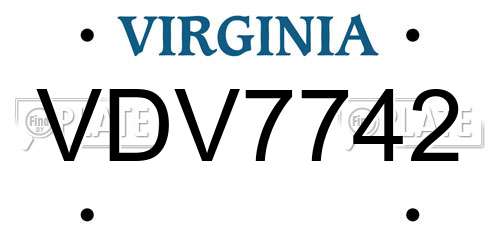 VDV7742 Virginia License Plate