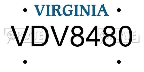 VDV8480 Virginia License Plate