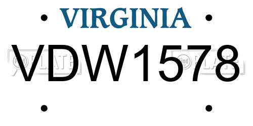 VDW1578 Virginia License Plate
