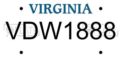 VDW1888 Virginia License Plate
