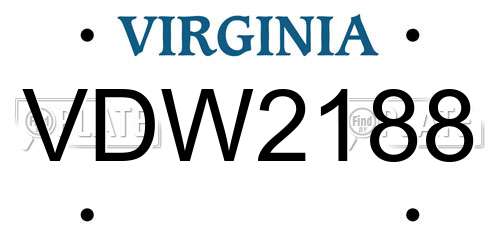 VDW2188 Virginia License Plate