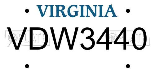 VDW3440 Virginia License Plate