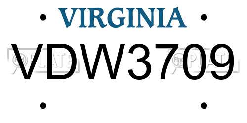 VDW3709 Virginia License Plate