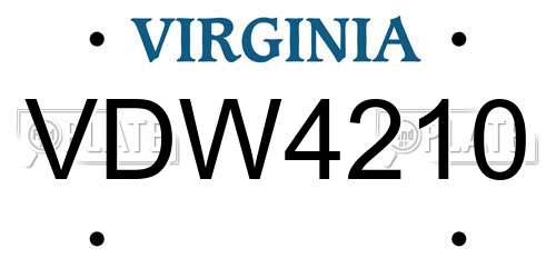 VDW4210 Virginia License Plate