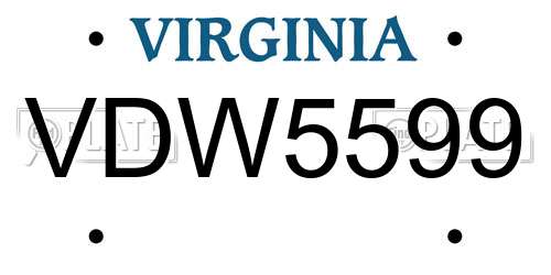 VDW5599 Virginia License Plate