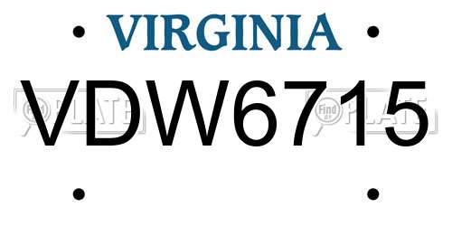 VDW6715 Virginia License Plate