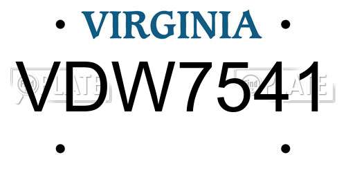 VDW7541 Virginia License Plate