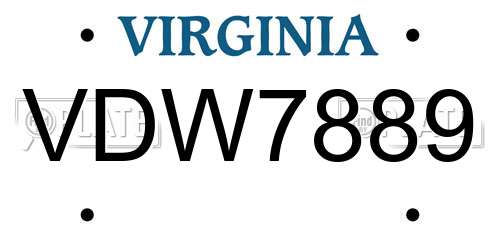 VDW7889 Virginia License Plate