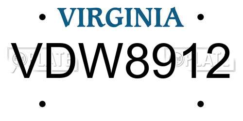 VDW8912 Virginia License Plate
