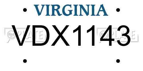 VDX1143 Virginia License Plate