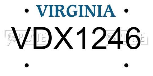 VDX1246 Virginia License Plate