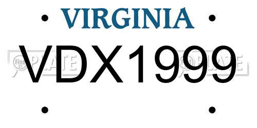 VDX1999 Virginia License Plate