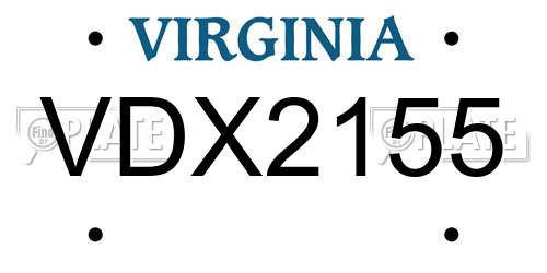 VDX2155 Virginia License Plate