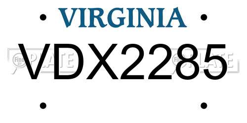 VDX2285 Virginia License Plate
