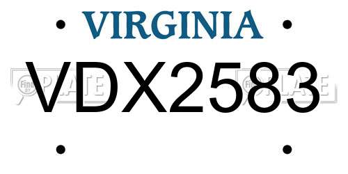 VDX2583 Virginia License Plate
