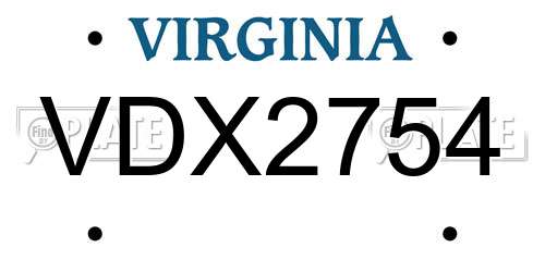 VDX2754 Virginia License Plate