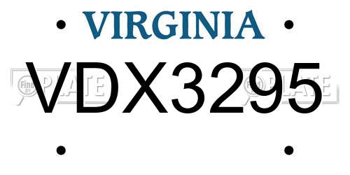 VDX3295 Virginia License Plate