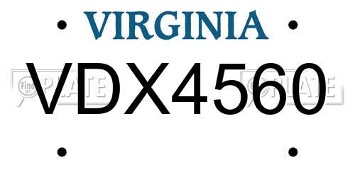 VDX4560 Virginia License Plate