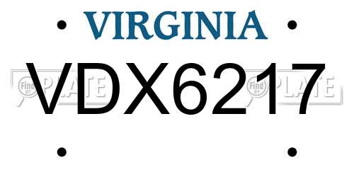 VDX6217 Virginia License Plate