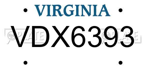 VDX6393 Virginia License Plate